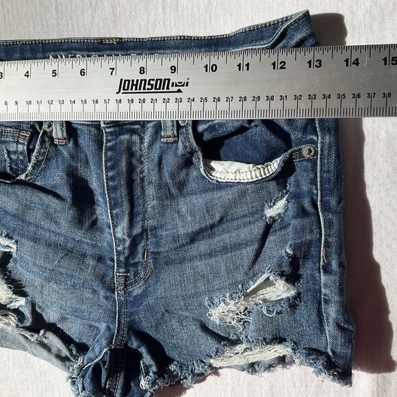 American Eagle Women Shorts 6 Blue Denim Cutoff Next Level Stretch 2” Inseam - Picture 4 of 10